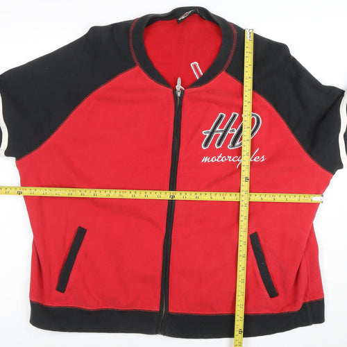 Harley-Davidson Men’s Red Black Full Zip Sweatshirt 2XL Embroidered Logo