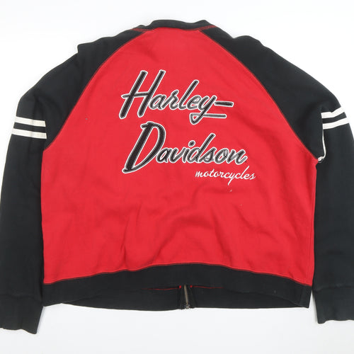 Harley-Davidson Men’s Red Black Full Zip Sweatshirt 2XL Embroidered Logo