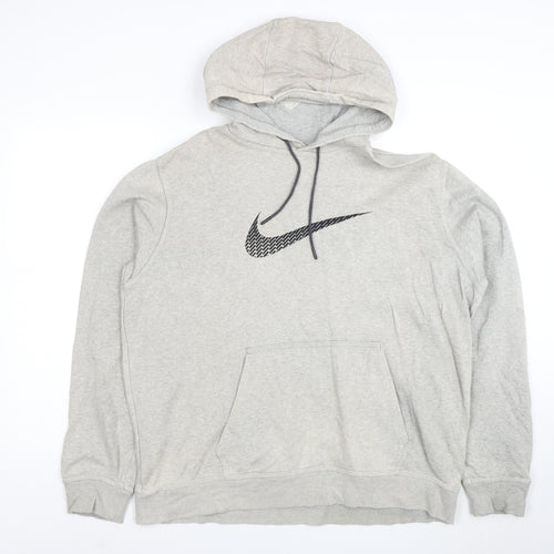 Nike Men's Grey XL Pullover Hoodie with Logo Print