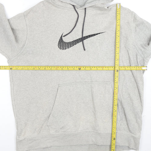 Nike Men's Grey XL Pullover Hoodie with Logo Print