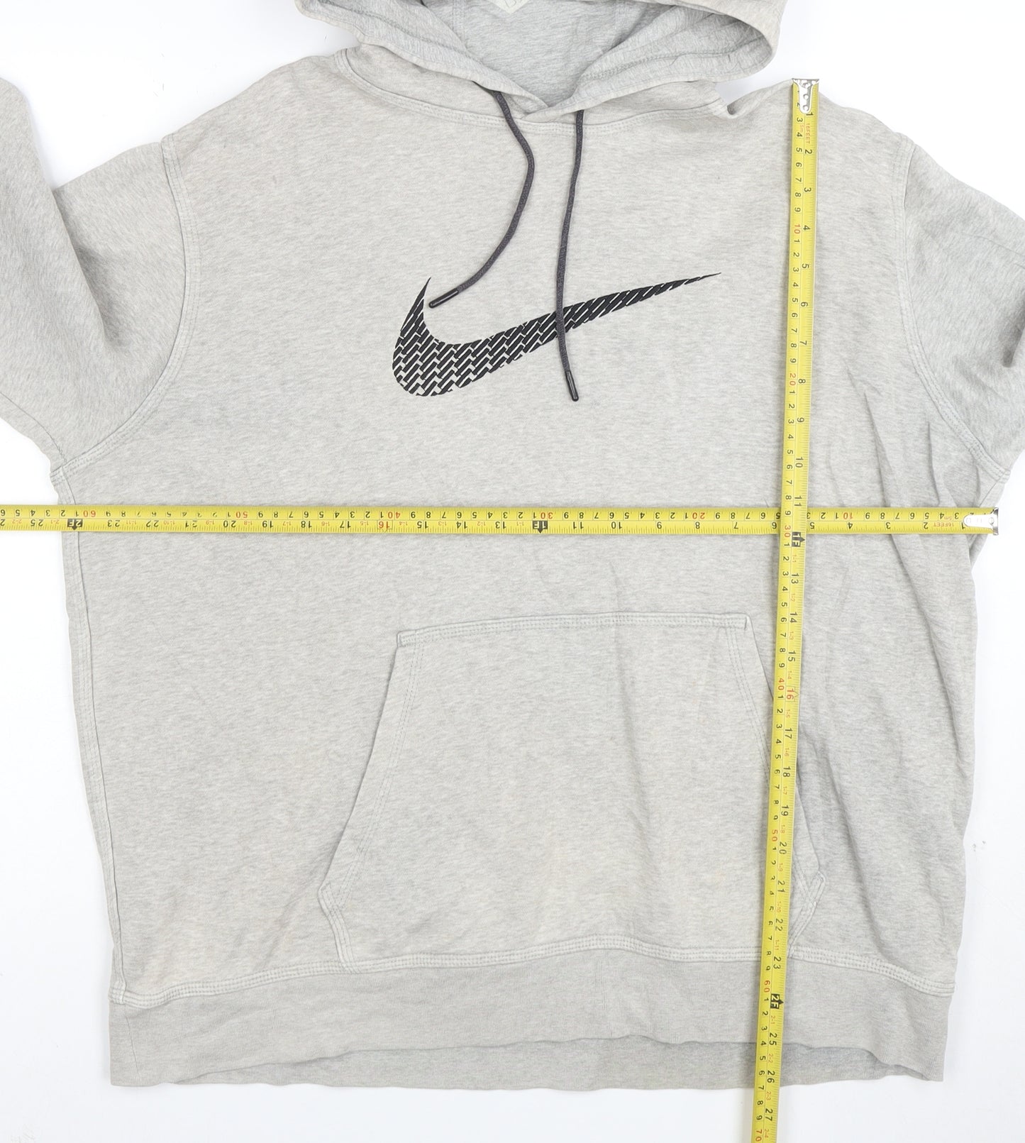 Nike Men's Grey XL Pullover Hoodie with Logo Print