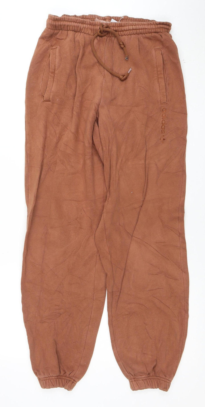 adidas Womens Brown Jogger Trousers UK 6 Relaxed Fit Cotton Blend