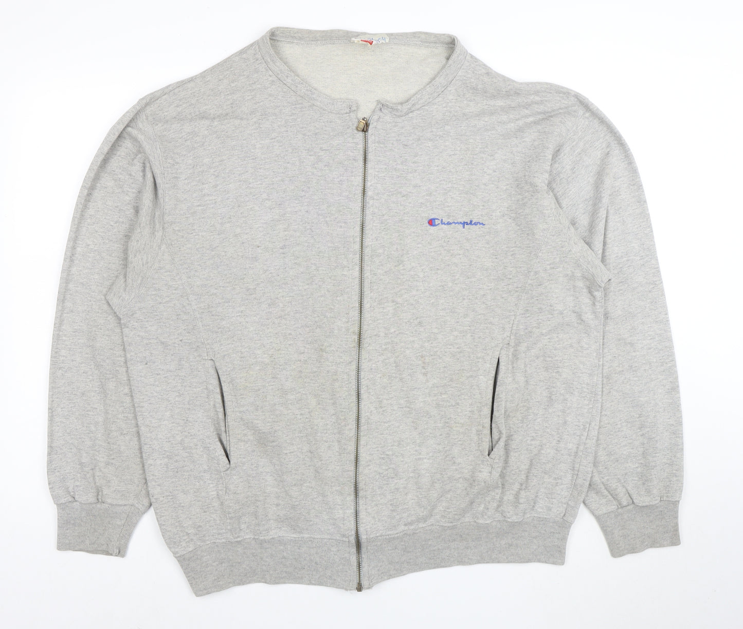 Champion Men's Grey XL Full Zip Sweatshirt with Logo