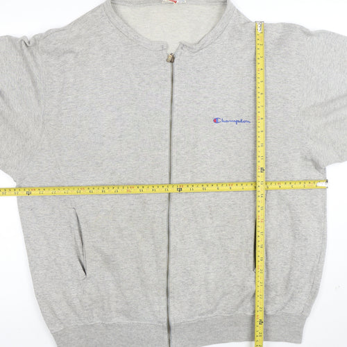 Champion Men's Grey XL Full Zip Sweatshirt with Logo
