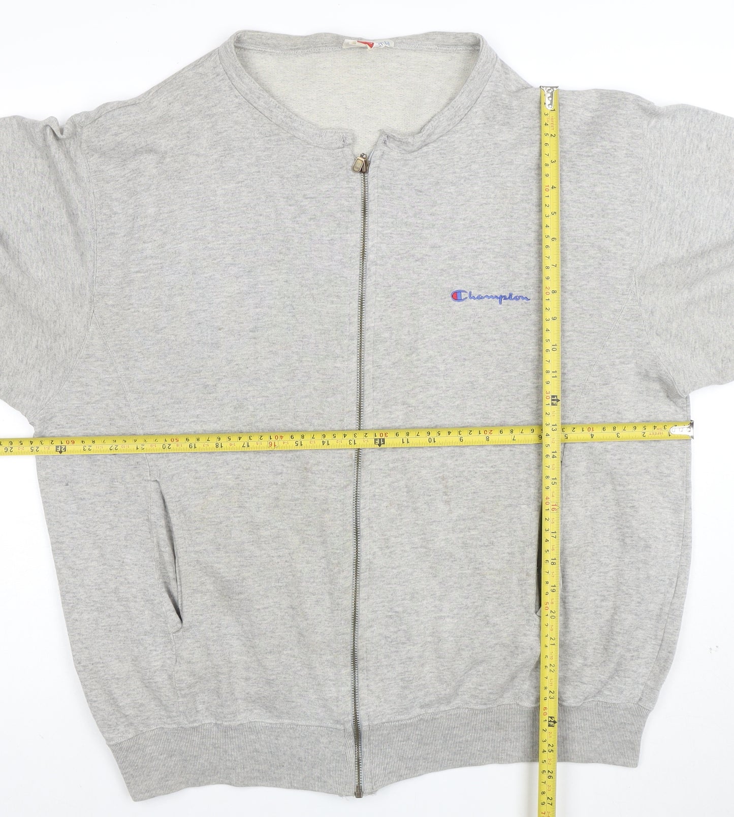 Champion Men's Grey XL Full Zip Sweatshirt with Logo
