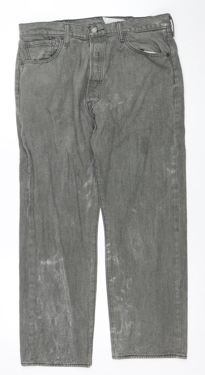 Levi's 501 Men's Grey Straight Jeans W38 L30 Classic Mid Rise Denim
