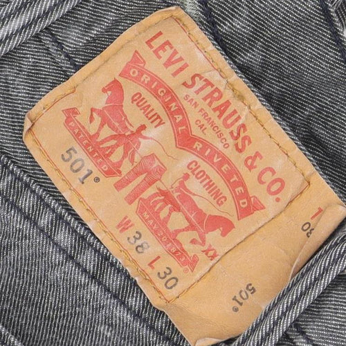 Levi's 501 Men's Grey Straight Jeans W38 L30 Classic Mid Rise Denim