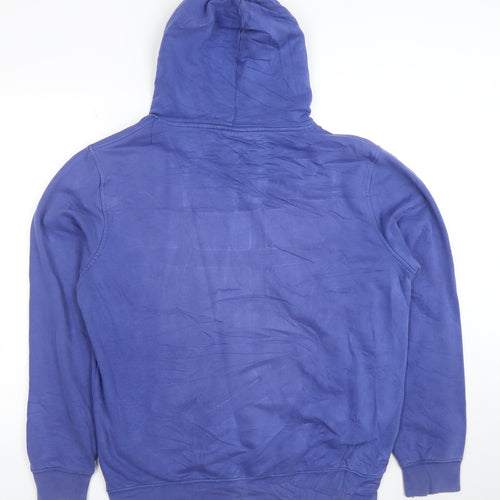 Champion Men Blue Pullover Hoodie Large Logo Fleece Sweatshirt