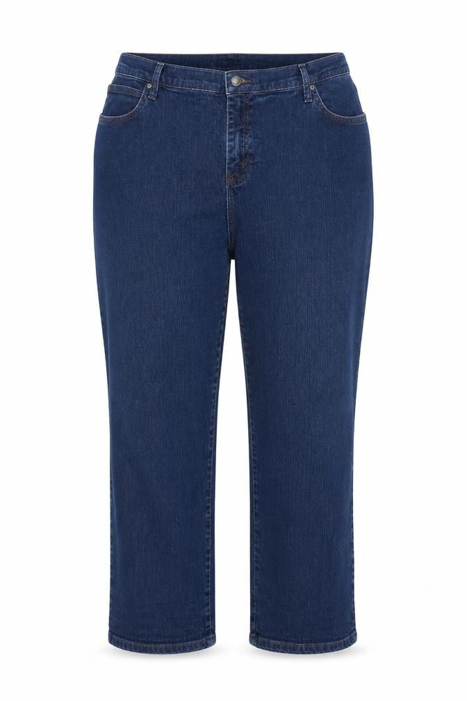 Front view of Lee Women's Blue Relaxed Fit Straight Jeans 24W Petite