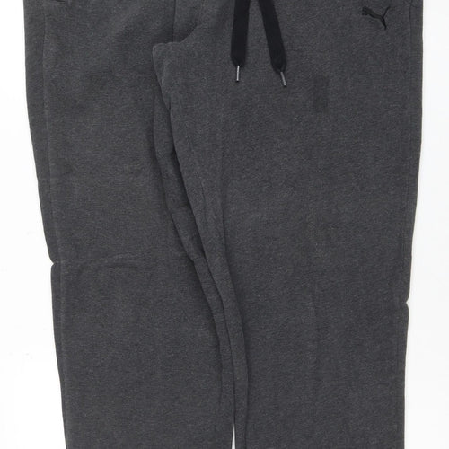 Puma Mens Grey XL Fleece Sweatpants Joggers Elastic Waist