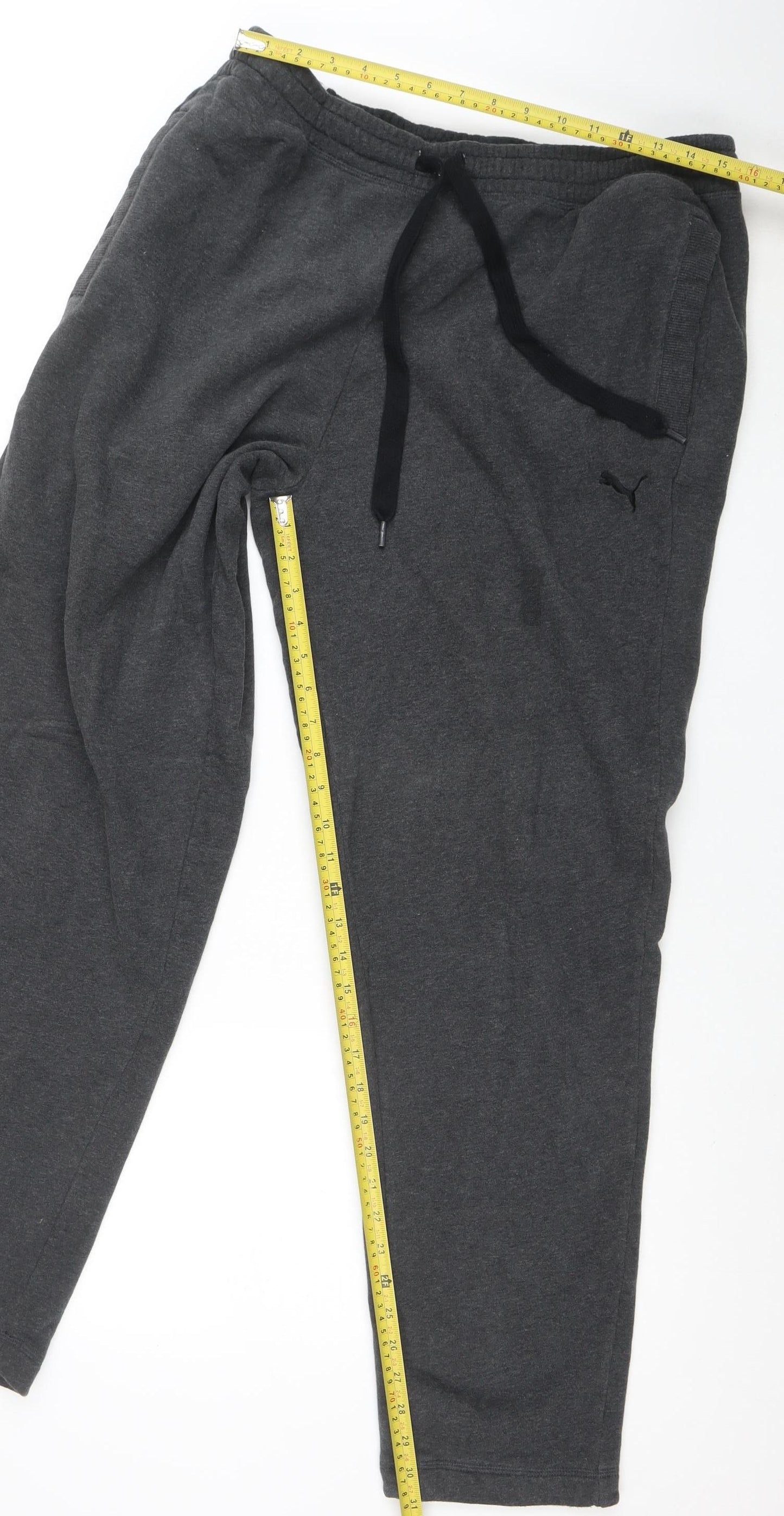 Puma Mens Grey XL Fleece Sweatpants Joggers Elastic Waist