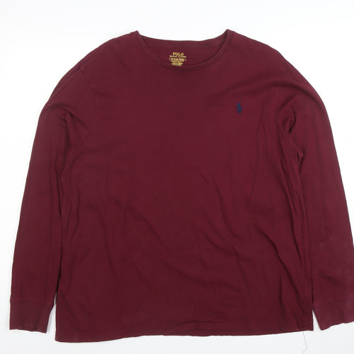 Ralph Lauren Men's Burgundy Long Sleeve Slim Fit Cotton T-Shirt XL