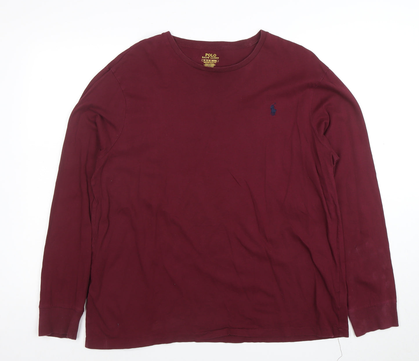 Ralph Lauren Men's Burgundy Long Sleeve Slim Fit Cotton T-Shirt XL