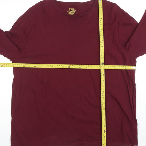 Ralph Lauren Men's Burgundy Long Sleeve Slim Fit Cotton T-Shirt XL
