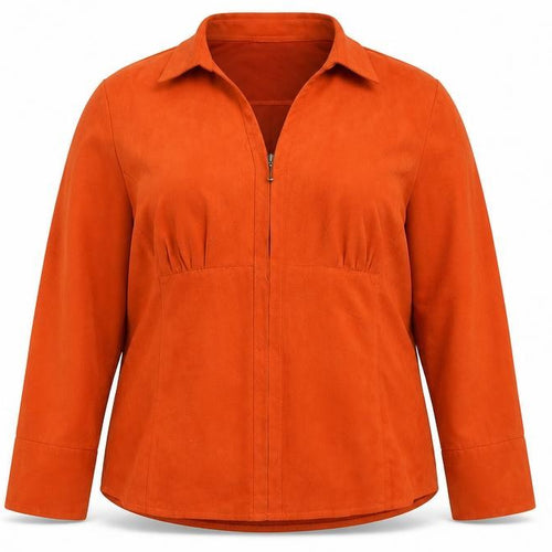 Cato Women’s Orange Faux Suede Zip Jacket Size 24W Plus