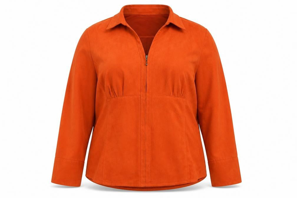 Cato Women’s Orange Faux Suede Zip Jacket Size 24W Plus