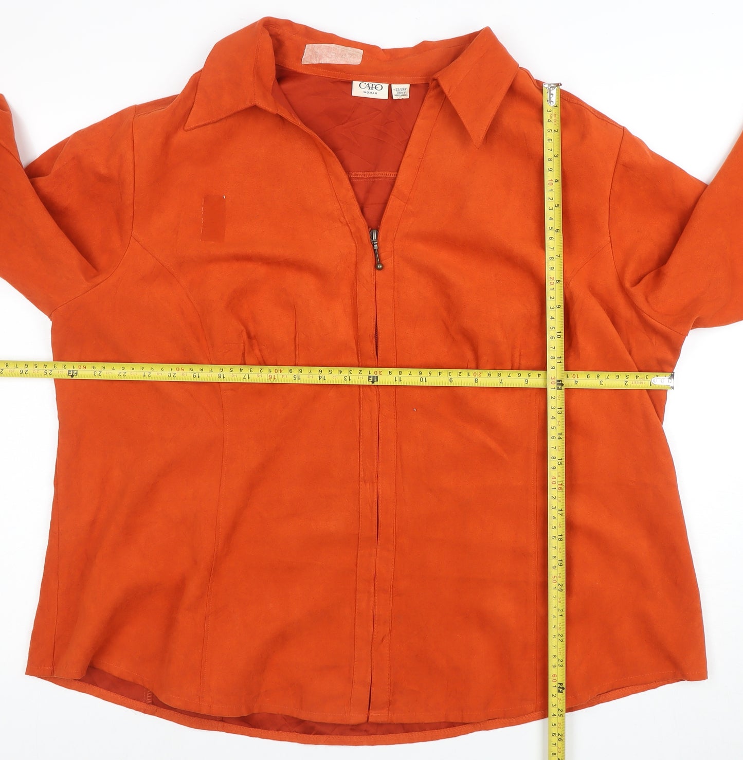 Cato Women’s Orange Faux Suede Zip Jacket Size 24W Plus