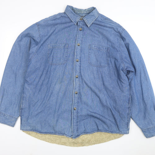 Wrangler Men Blue Denim Sherpa Lined Cotton Jacket XL