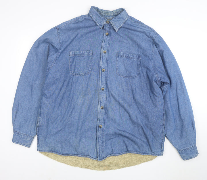 Wrangler Men Blue Denim Sherpa Lined Cotton Jacket XL
