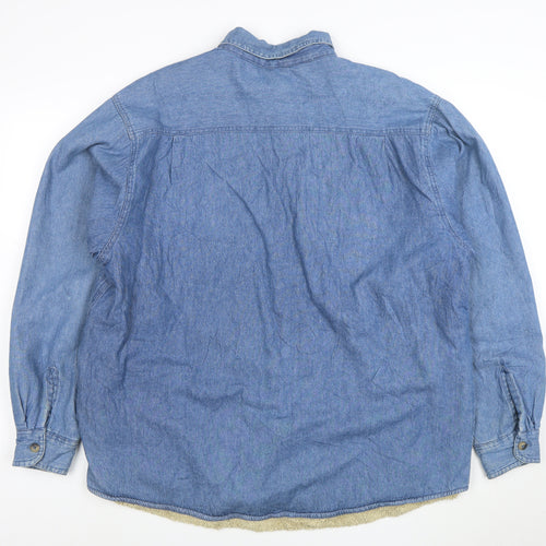 Wrangler Men Blue Denim Sherpa Lined Cotton Jacket XL