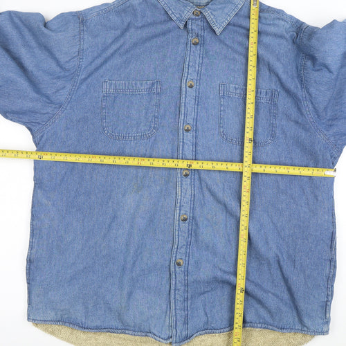 Wrangler Men Blue Denim Sherpa Lined Cotton Jacket XL
