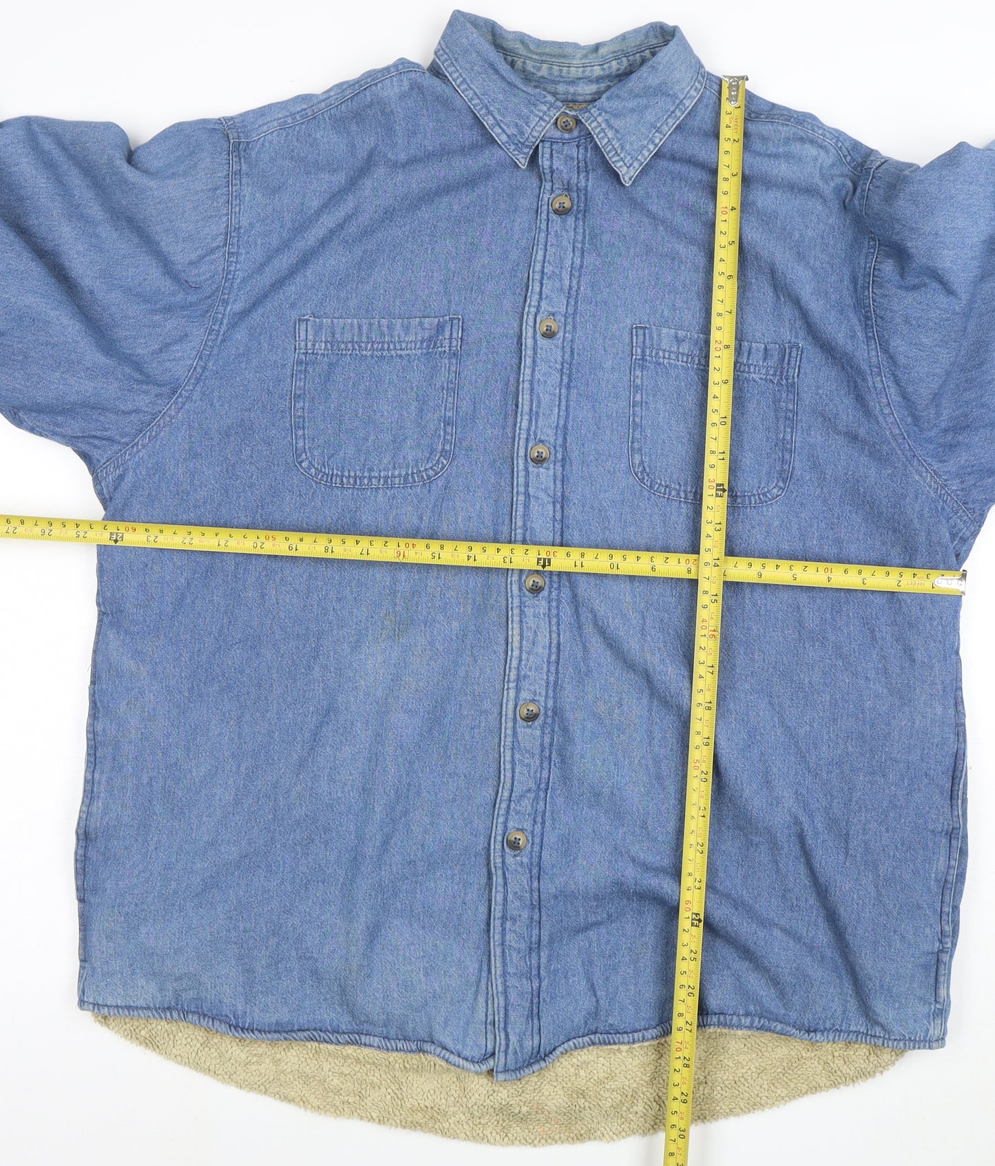 Wrangler Men Blue Denim Sherpa Lined Cotton Jacket XL