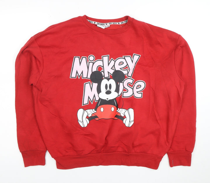 Disney Women’s Red Mickey Mouse Pullover Sweatshirt Size S