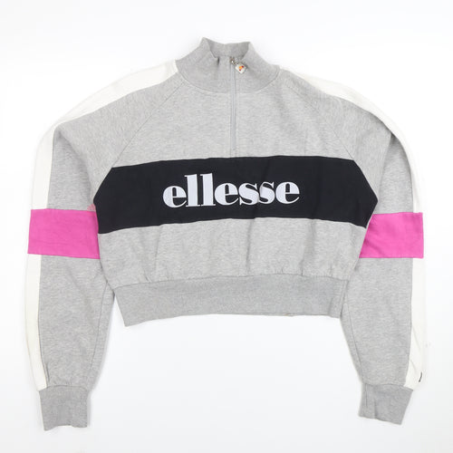 Ellesse Women's Grey Colourblock 1/2 Zip Sweatshirt UK 12