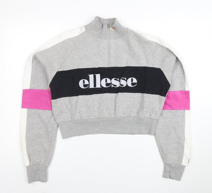 Ellesse Women's Grey Colourblock 1/2 Zip Sweatshirt UK 12