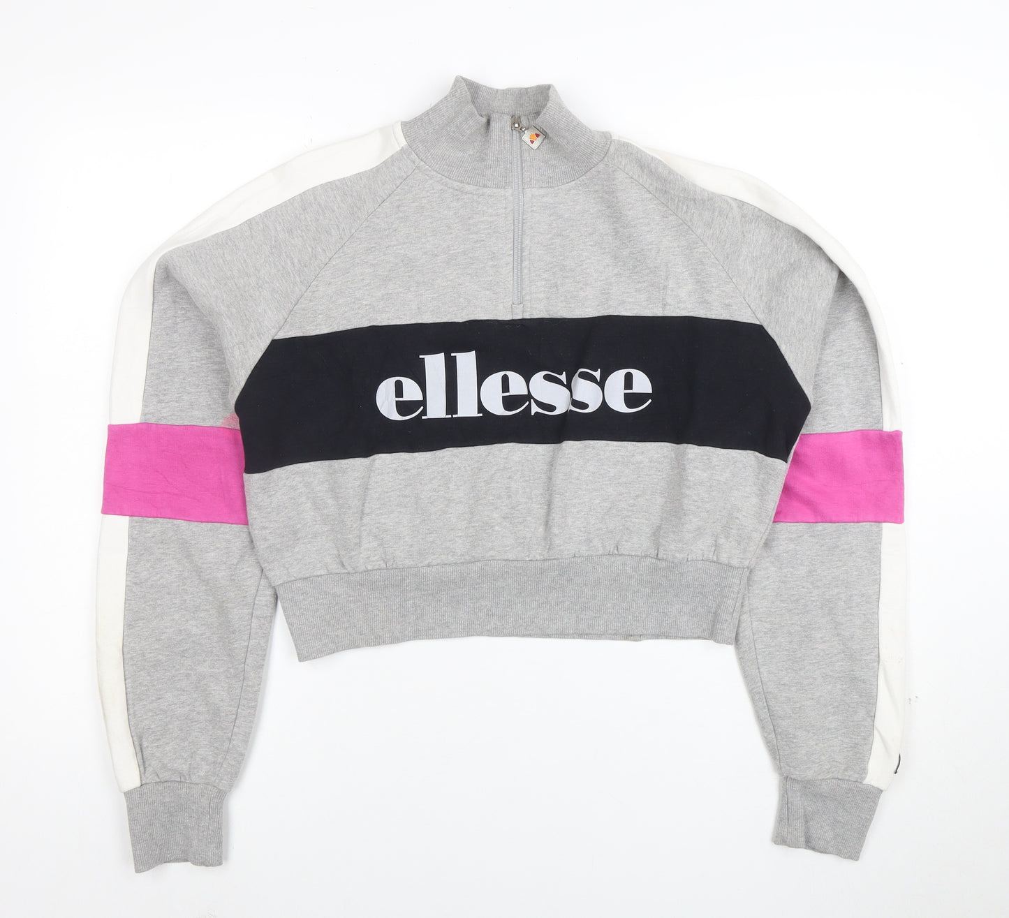 Ellesse Women's Grey Colourblock 1/2 Zip Sweatshirt UK 12