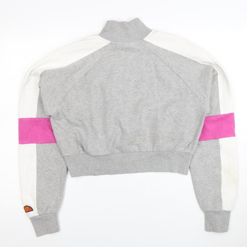 Ellesse Women's Grey Colourblock 1/2 Zip Sweatshirt UK 12