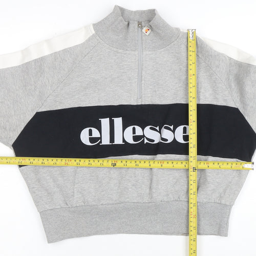 Ellesse Women's Grey Colourblock 1/2 Zip Sweatshirt UK 12