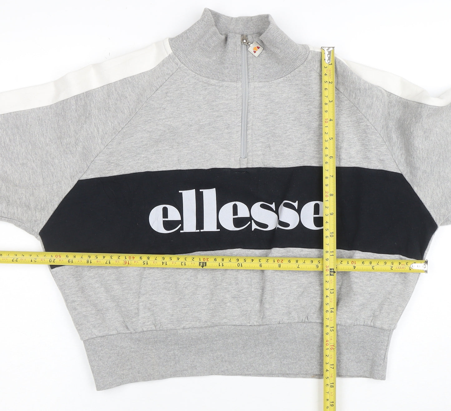 Ellesse Women's Grey Colourblock 1/2 Zip Sweatshirt UK 12