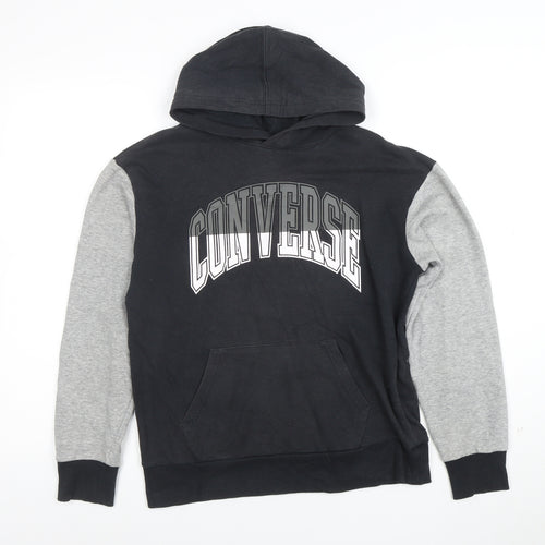 Converse Boys Black & Grey Pullover Hoodie L 12-13 Years Cotton Blend