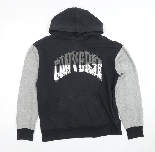 Converse Boys Black & Grey Pullover Hoodie L 12-13 Years Cotton Blend