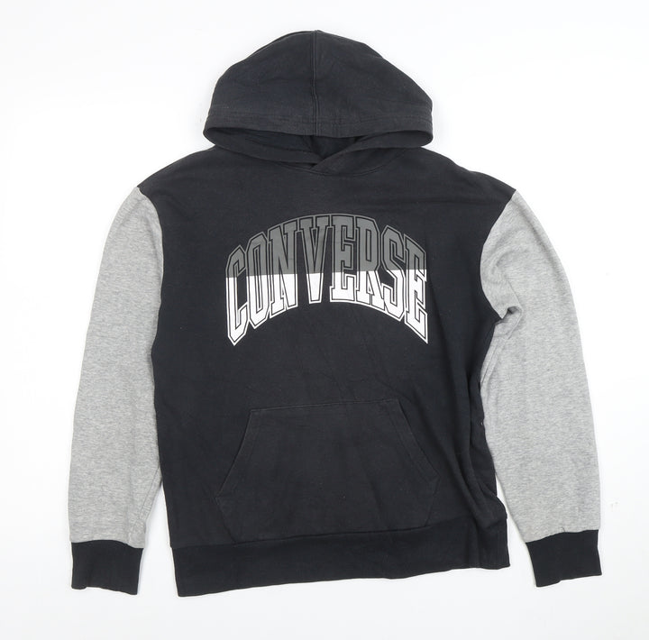 Converse Boys Black & Grey Pullover Hoodie L 12-13 Years Cotton Blend
