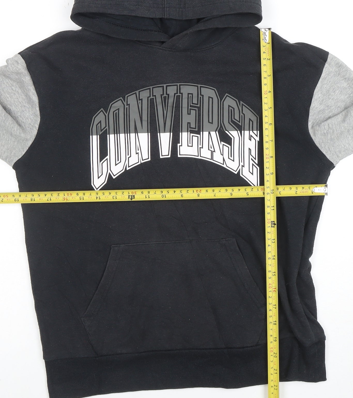 Converse Boys Black & Grey Pullover Hoodie L 12-13 Years Cotton Blend