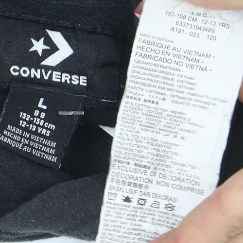Converse Boys Black & Grey Pullover Hoodie L 12-13 Years Cotton Blend
