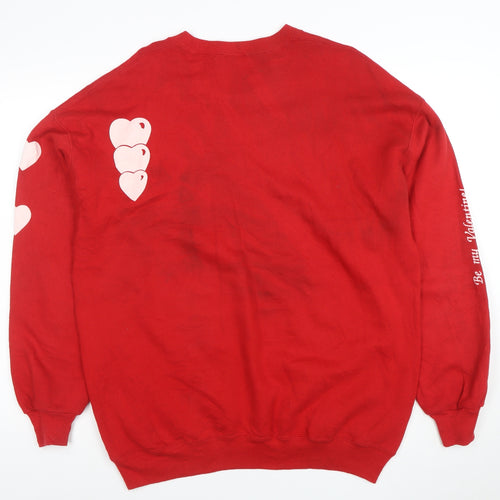 Jerzees Womens Red XXL Pullover Sweatshirt with Heart Valentine Print