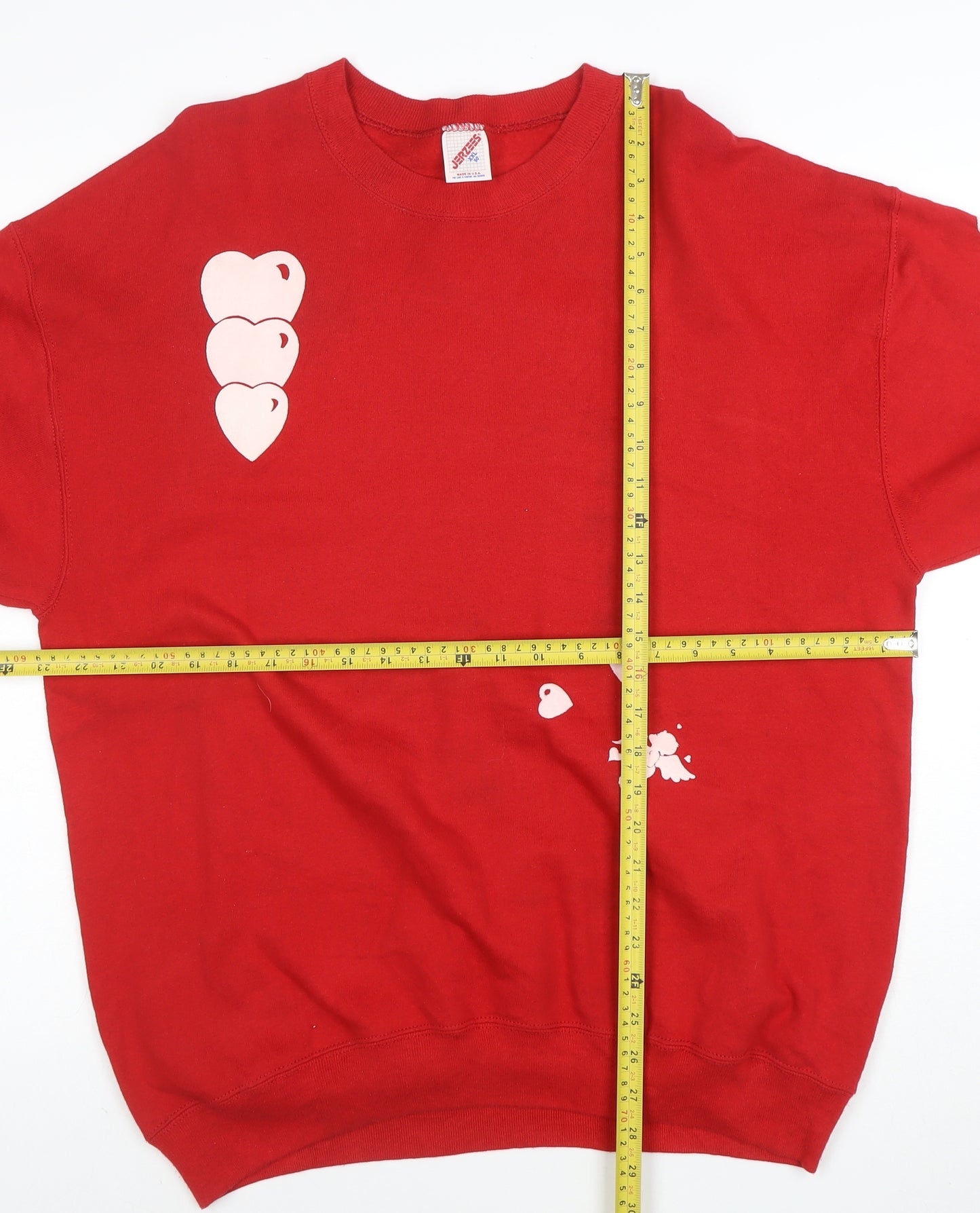 Jerzees Womens Red XXL Pullover Sweatshirt with Heart Valentine Print