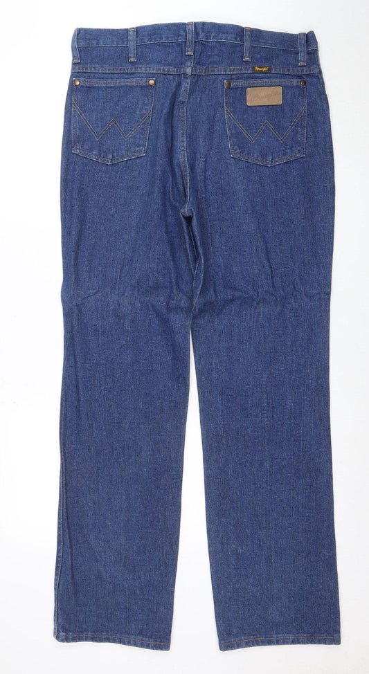 Wrangler Men's Blue 36x32 Regular Fit Straight Denim Jeans
