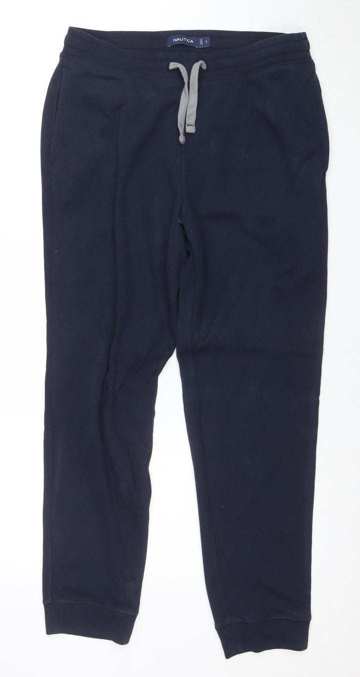 Nautica Men's Blue Jogger Sweatpants S Cotton Blend Tapered Fit