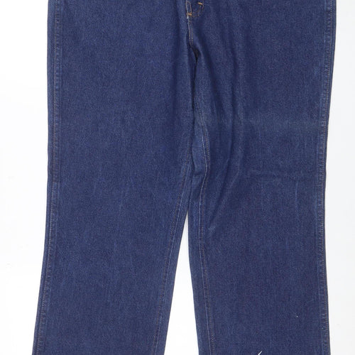 Wrangler Men Blue Straight Jeans 36x30 Cotton Denim Classic Style