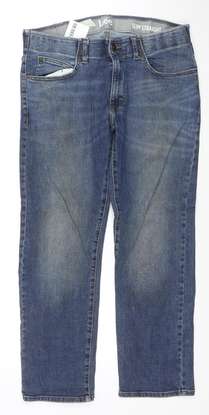 Lee Men's Blue Slim Straight Jeans 34x30 Denim Comfort Fit