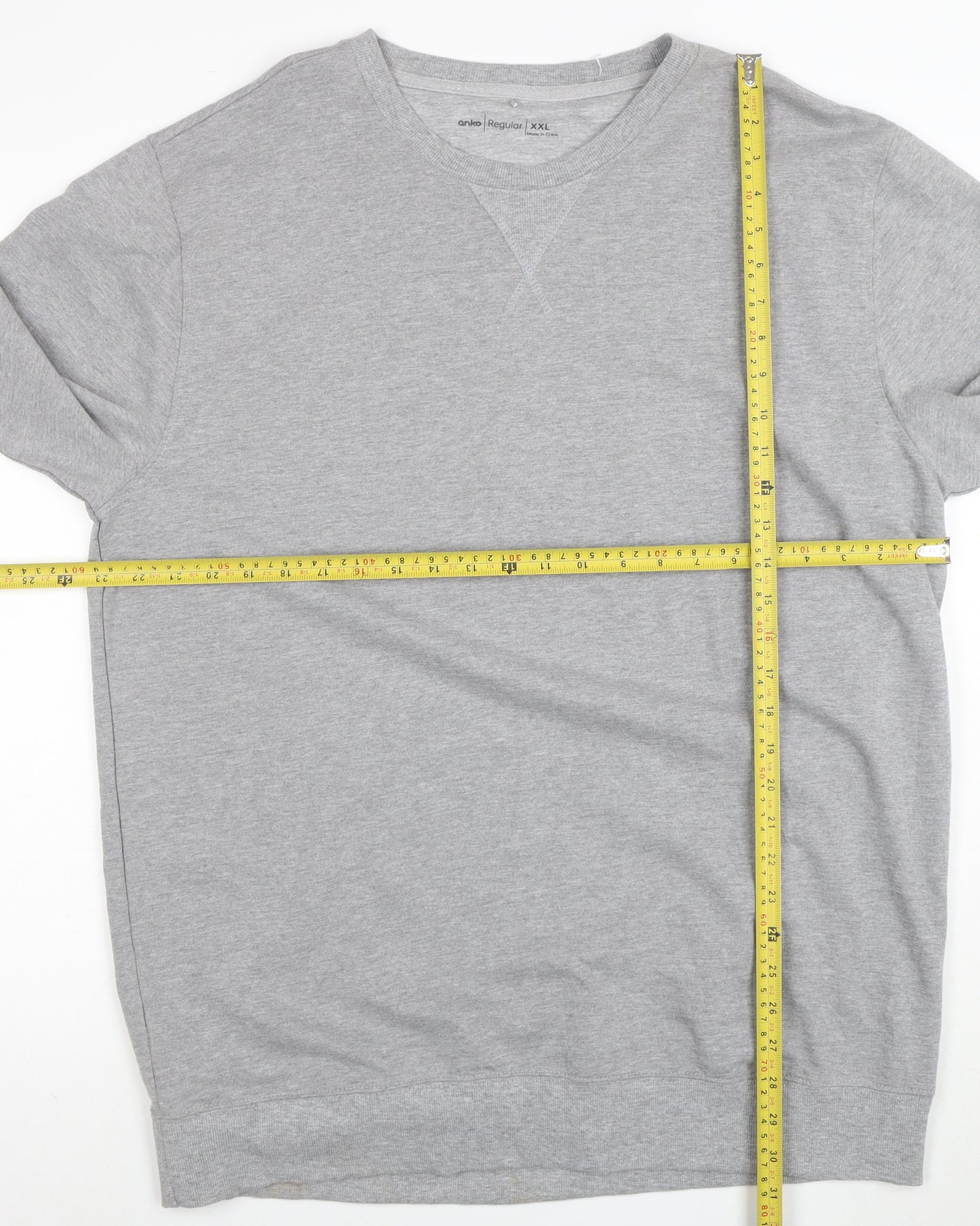 Anko Mens Grey 2XL Regular Fit Crew Neck Pullover Sweatshirt