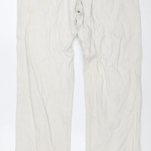 Wrangler Men's Beige Straight Jeans 35x36 100% Cotton Denim