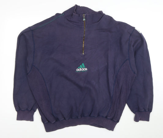Adidas Men’s Blue 1/2 Zip Retro Sweatshirt L Vintage Sportswear