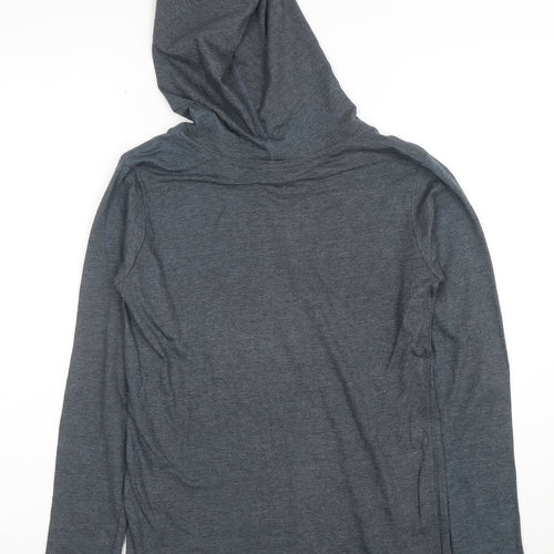 Anvil Boys Grey Pullover Hoodie Small Cotton Blend Graphic Print