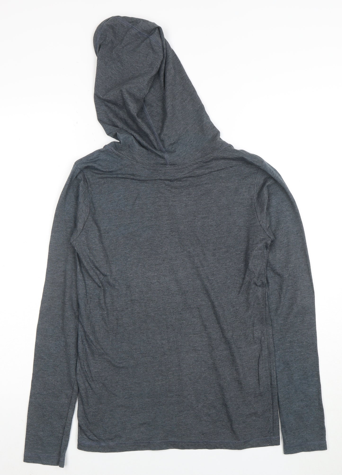 Anvil Boys Grey Pullover Hoodie Small Cotton Blend Graphic Print