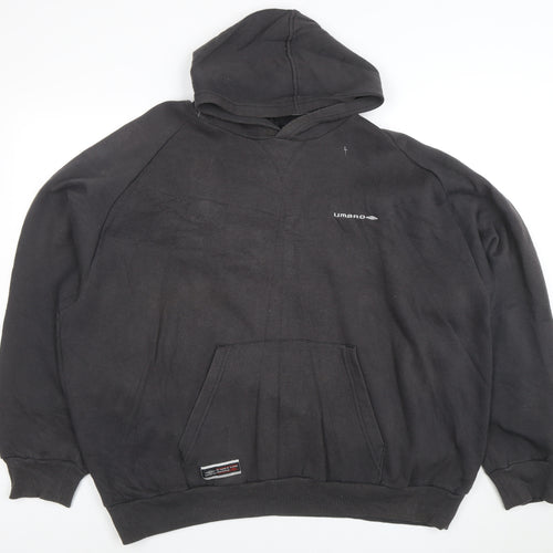Umbro Men’s Black 2XL Pullover Hoodie with Logo and Kangaroo Pocket